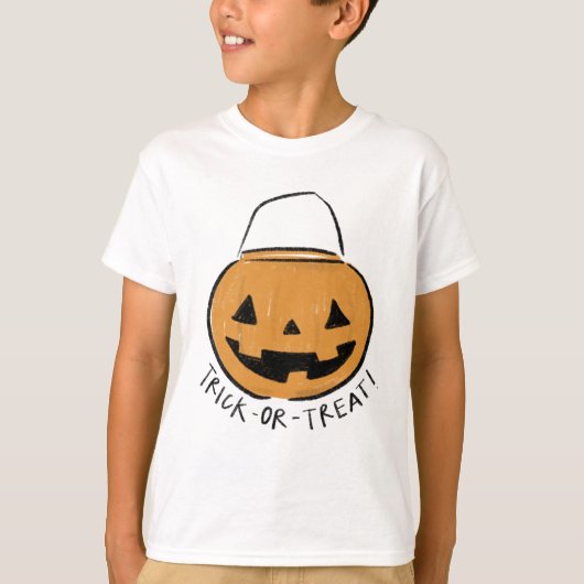Trick oder Treat Retro Pumpkin Bucket Halloween T-Shirt (Vorderseite)