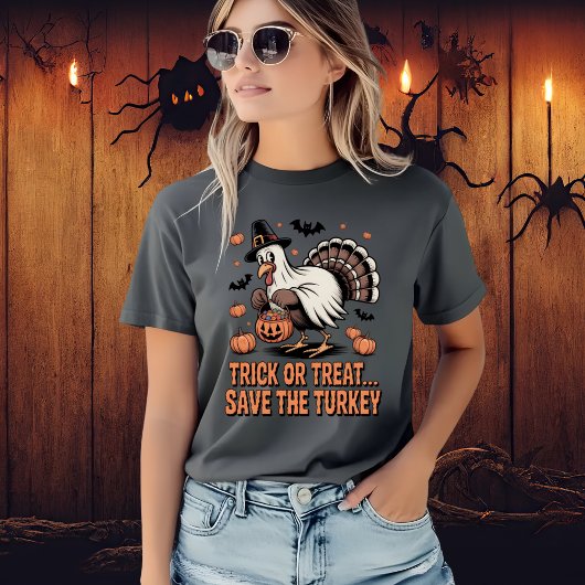 Trick oder Treat Rettete die Türkei Witziges Hallo T-Shirt