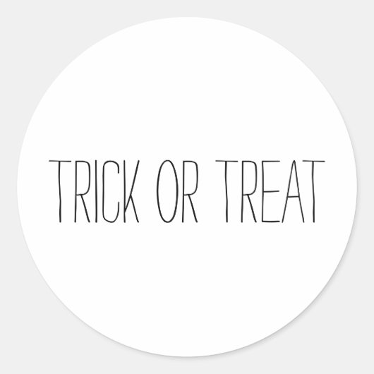 Trick oder Treat schwarz-weiß Spooky Halloween Runder Aufkleber (Vorderseite)