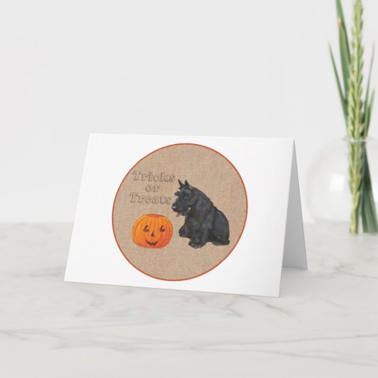 Trick oder Treat Scottie Dog Karte (Vorderseite)
