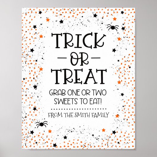 Trick oder Treat Sign für Halloween Poster (Vorne)