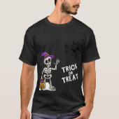 Trick oder Treat Skeleton Halloween T-Shirt Spaß K (Vorderseite)