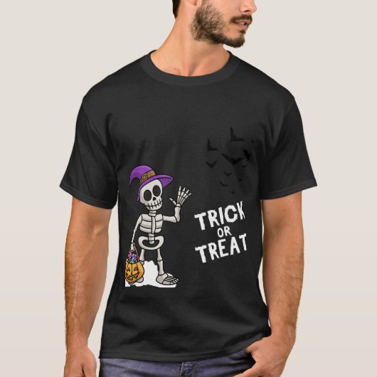 Trick oder Treat Skeleton Halloween T-Shirt Spaß K (Vorderseite)