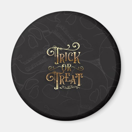 Trick oder Treat Skulls Black & Gold Halloween Magnet (Vorne)