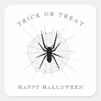 Trick oder Treat Spider Happy Halloween Party Quadratischer Aufkleber