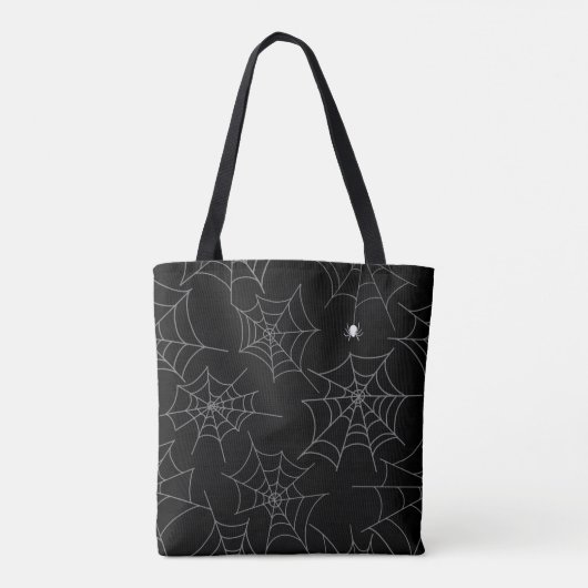 Trick oder Treat Spiderweb Black Halloween Tote Ba Tasche (Rückseite)