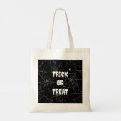 Trick oder Treat Spiderweb Black Halloween Tote Ba Tragetasche (Rückseite)