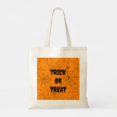 Trick oder Treat Spiderweb Orange Halloween Tragetasche (Rückseite)