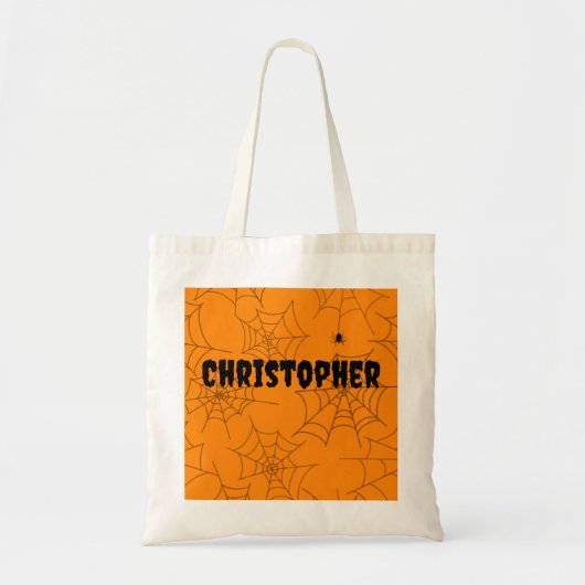 Trick oder Treat Spiderweb Orange Halloween Tragetasche (Vorne)