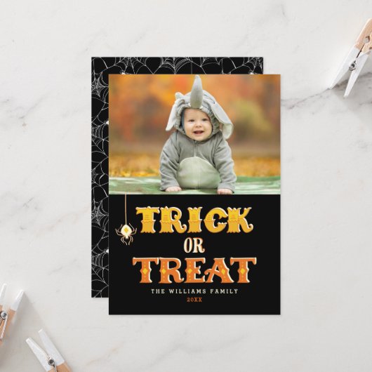 Trick oder Treat Spione Halloween Foto Cards Karte (Vorderseite/Rückseite Beispiel)