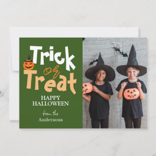 Trick oder Treat   Spooky Halloween Family Foto Feiertagskarte