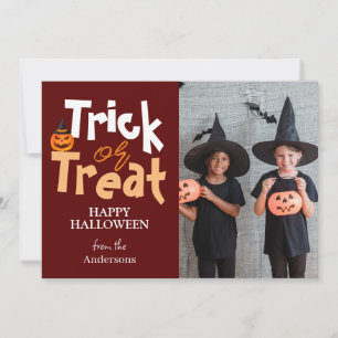 Trick oder Treat Spooky Halloween Family Foto Feiertagskarte