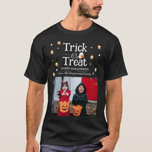 Trick oder Treat Spooky Halloween Foto T-Shirt (Vorderseite)