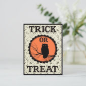 Trick oder Treat Spooky Halloween Owl Postkarte (Stehend Vorderseite)