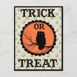 Trick oder Treat Spooky Halloween Owl Postkarte