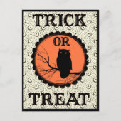Trick oder Treat Spooky Halloween Owl Postkarte (Vorderseite)