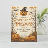 Trick oder Treat Spooky Halloween-Party Einladung (Stehend Vorderseite)