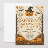 Trick oder Treat Spooky Halloween-Party Einladung (Vorne/Hinten)