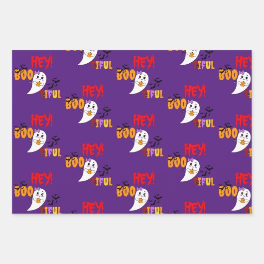 Trick oder Treat Spooky Hey! Bootiful Halloween Geschenkpapier Set (Vorderseite 3)