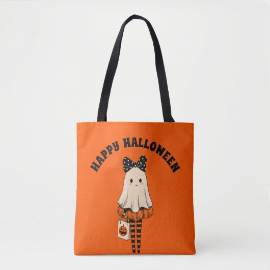 Trick oder Treat Spooky Niedlich Ghost Happy Hallo Tasche (Vorderseite)