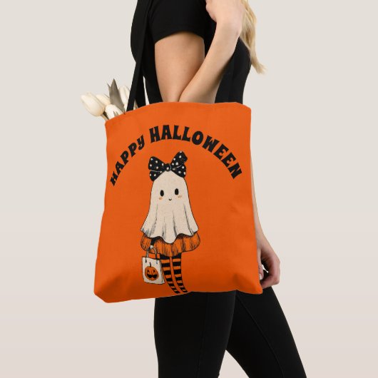 Trick oder Treat Spooky Niedlich Ghost Happy Hallo Tasche (Von Nahem)