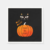 Trick oder Treat Spooky Orange Black Cat Halloween Serviette (Vorderseite)