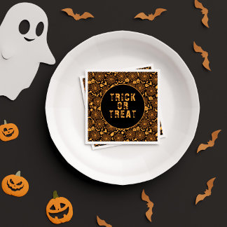 Trick oder Treat Spooky Orange und Black Halloween Serviette