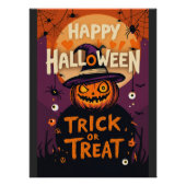 Trick oder Treat Spooky Pumpkin Halloween-Party Poster (Vorderseite)