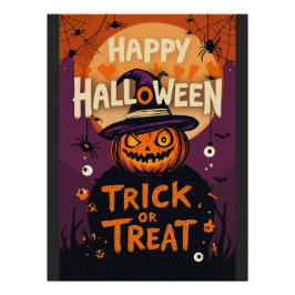 Trick oder Treat Spooky Pumpkin Halloween-Party Poster