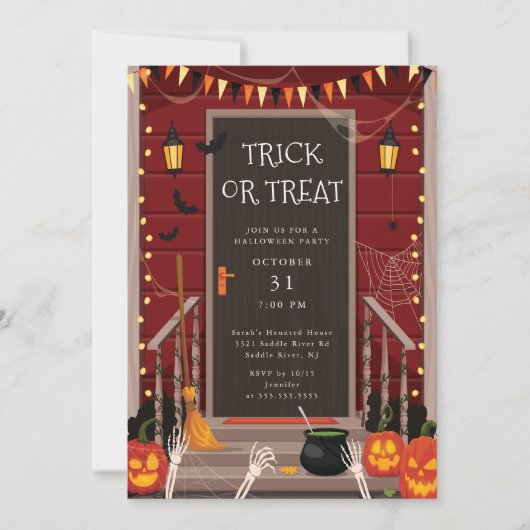 Trick oder Treat Spuk Halloween Einladung (Vorderseite)