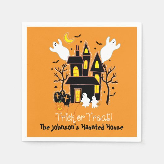 Trick oder Treat Spuk House Halloween Serviette (Vorderseite)
