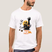 Trick oder Treat Spuk House & Zombie Halloween T-Shirt (Vorderseite)