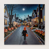 Trick oder Treat Street - Whimsisches Halloween-Ab Puzzle (Vertikal)