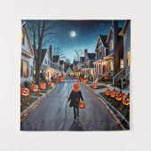 Trick oder Treat Street - Whimsisches Halloween-Ab Wandteppich (Vorderseite)