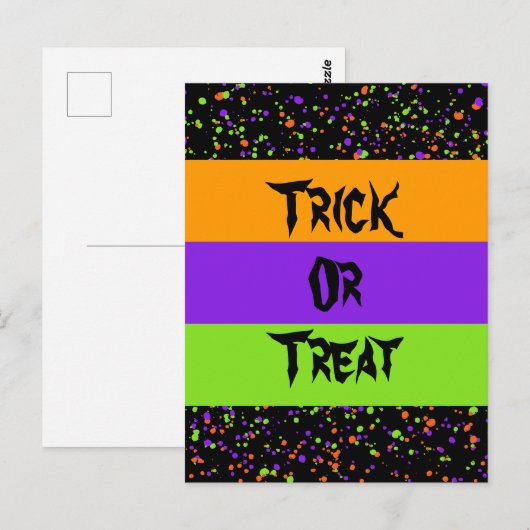Trick oder Treat / Tier / Punkte / Postkarte (Vorne/Hinten)