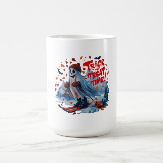 Trick oder Treat Time: Ghost Ski Fun Design Kaffeetasse (Mittel)