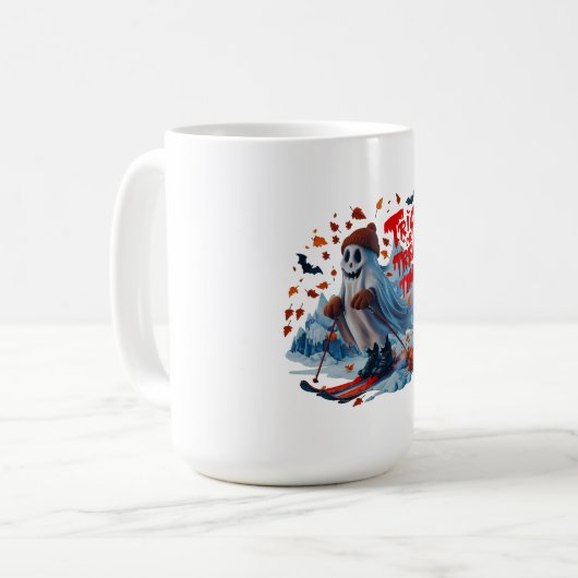 Trick oder Treat Time: Ghost Ski Fun Design Kaffeetasse (Vorderseite Links)