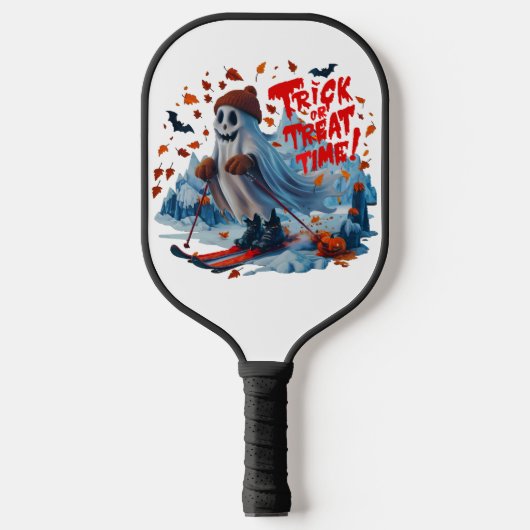 Trick oder Treat Time: Ghost Ski Fun Design Pickleball Schläger (Vorderseite)