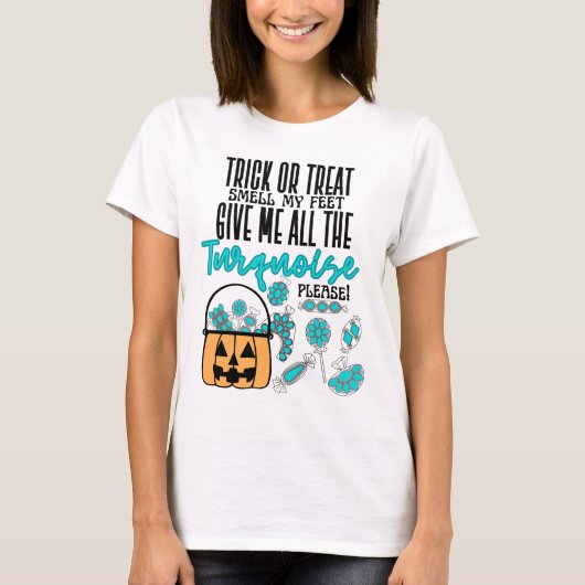 Trick oder Treat Türkis T-Shirt (Vorderseite)
