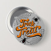 Trick oder Treat Typografie mit Spinnen ID680 Button (Vorne & Hinten)