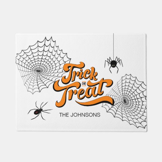 Trick oder Treat Typografie mit Spinnen ID680 Fußmatte (Vorderseite)