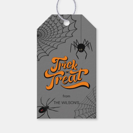 Trick oder Treat Typografie mit Spinnen ID680 Geschenkanhänger (Vorderseite)