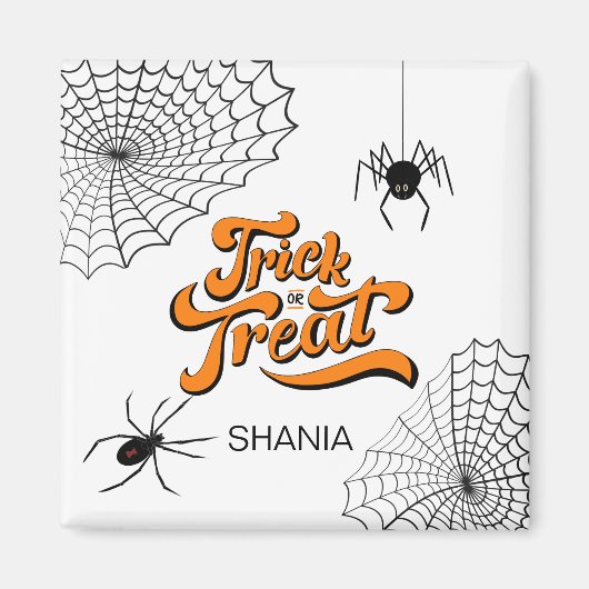 Trick oder Treat Typografie mit Spinnen ID680 Magnet (Vorne)