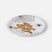 Trick oder Treat Typografie mit Spinnen ID680 Pappteller (Schrägansicht)