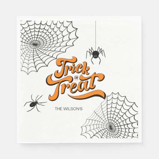 Trick oder Treat Typografie mit Spinnen ID680 Serviette (Vorderseite)