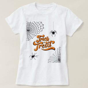 Trick oder Treat Typografie mit Spinnen ID680 T-Shirt