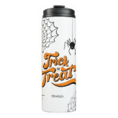 Trick oder Treat Typografie mit Spinnen ID680 Thermosbecher (Vorderseite)