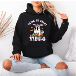 Trick oder Treat Vibes Retro Ghost Halloween Hoodie
