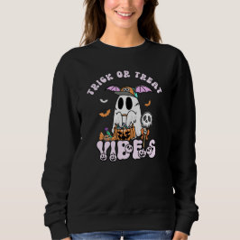 Trick oder Treat Vibes Retro Ghost Halloween Sweatshirt