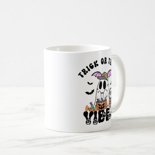 Trick oder Treat Vibes Retro Ghost Pumpkin Candy Kaffeetasse (VorderseiteRechts)